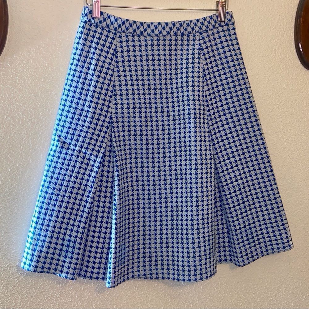VTG,Catalina Sportswear California,U.S.A Blue and White Houndstooth A-Line Skirt